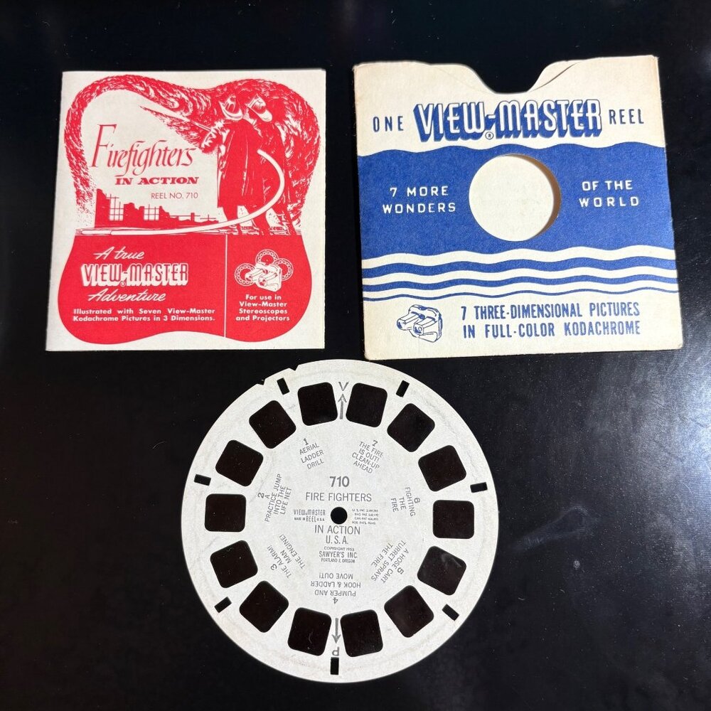 Vintage View-Master Reel No. 710 Firefighters In Action Sawyers Inc. 1953 Kodach